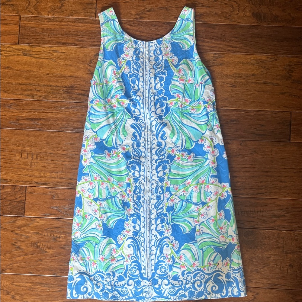 Lilly Pulitzer Blue and Green Floral Midi Dress